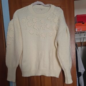 Tea n Rose Ivory Floral Knit Sweater